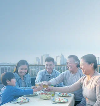 Family Eating Outside